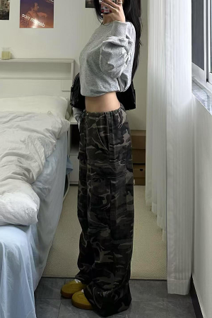 Womenâ€™s Camouflage Cargo Pants - 2025 American Street Style Loose Wide-Leg Hip-Hop Casual Sports Trousers