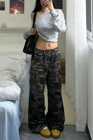Womenâ€™s Camouflage Cargo Pants - 2025 American Street Style Loose Wide-Leg Hip-Hop Casual Sports Trousers
