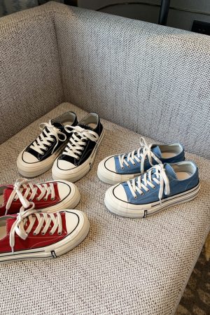 Womenâ€™s Casual Sneakers - 2025 Korean Style Lace-Up Flat Low-Top Canvas Shoes for Versatile Everyday Wear