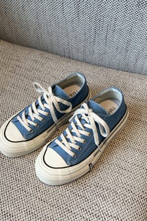 Womenâ€™s Casual Sneakers - 2025 Korean Style Lace-Up Flat Low-Top Canvas Shoes for Versatile Everyday Wear