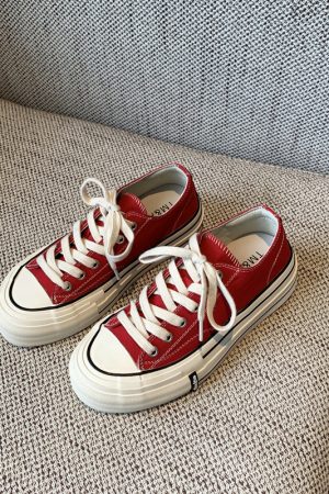 Womenâ€™s Casual Sneakers - 2025 Korean Style Lace-Up Flat Low-Top Canvas Shoes for Versatile Everyday Wear