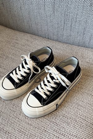 Womenâ€™s Casual Sneakers - 2025 Korean Style Lace-Up Flat Low-Top Canvas Shoes for Versatile Everyday Wear