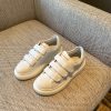 Women's Casual Velcro Sneakers - 2025 College Style, Genuine Leather, Thick-Soled, Versatile White Shoes for Everyday Wear