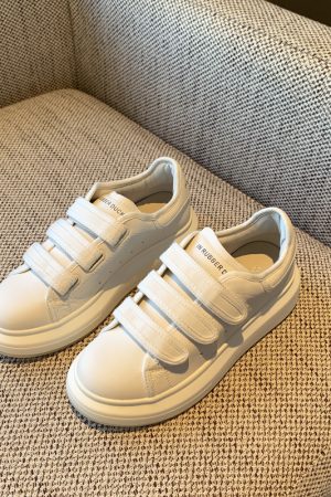 Women's Casual Velcro Sneakers - 2025 College Style, Genuine Leather, Thick-Soled, Versatile White Shoes for Everyday Wear