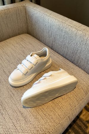 Women's Casual Velcro Sneakers - 2025 College Style, Genuine Leather, Thick-Soled, Versatile White Shoes for Everyday Wear