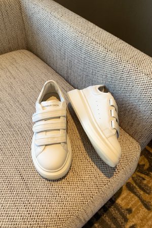 Women's Casual Velcro Sneakers - 2025 College Style, Genuine Leather, Thick-Soled, Versatile White Shoes for Everyday Wear