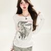 Women's Cat Long Sleeve T-Shirt Sun Protection Cover-Up, Sheer Spring Outfit with Relaxed Fit, Sweet and Spicy Style