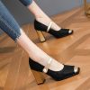 Women's Chinese National Style One-Strap Mary Jane High Heels - Thick Heels, Square-Toe, Versatile Fashion for 2025