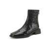 Women's Chunky Heel Ankle Boots - Slim Fit Square Toe Martin Boots for Autumn Winter 2024 in Black