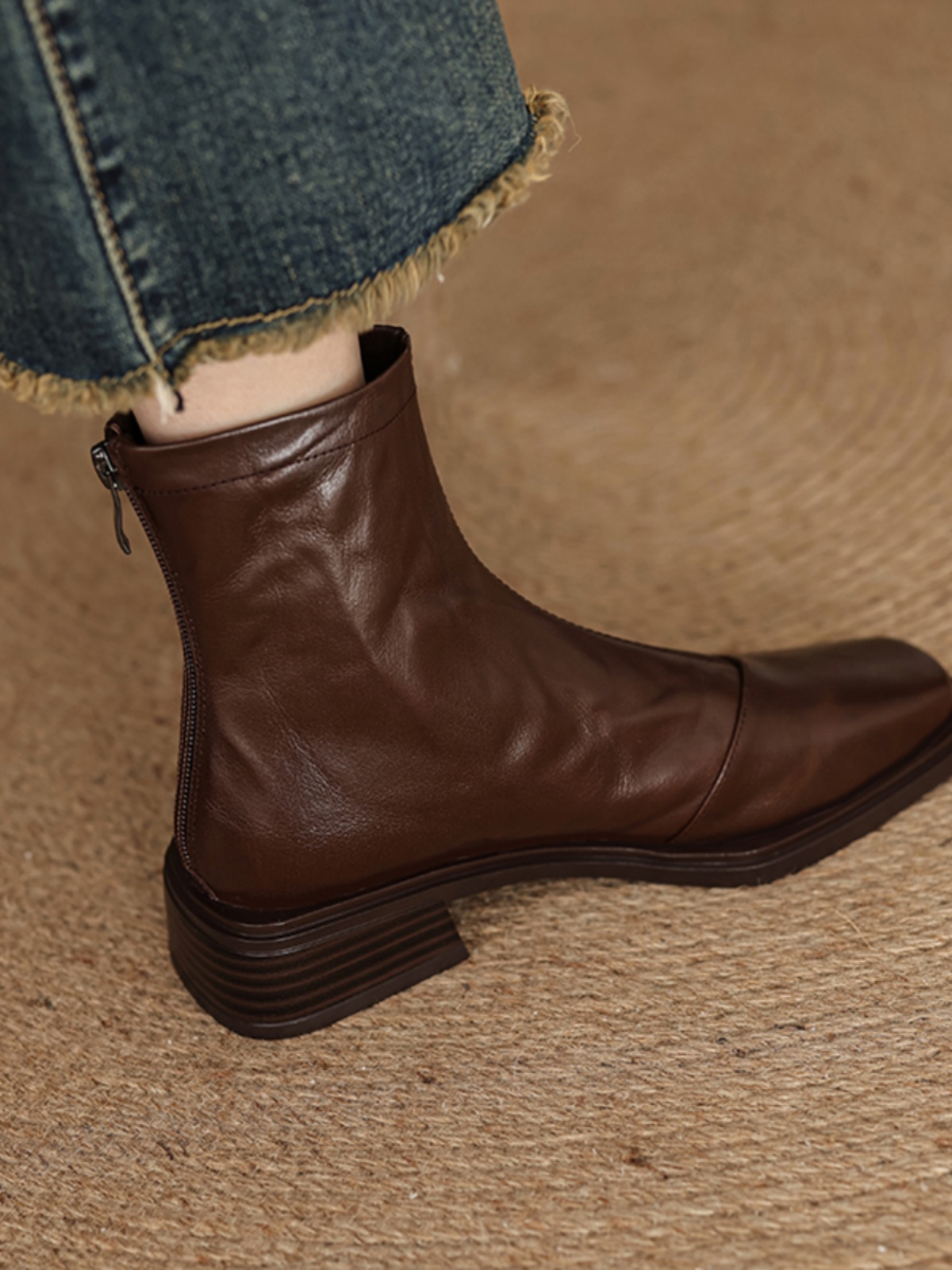 Women's Chunky Heel Ankle Boots - Slim Fit Square Toe Martin Boots for Autumn Winter 2024 in Black Women's Chunky Heel Ankle Boots - Slim Fit Square Toe Martin Boots for Autumn Winter 2024 in Black