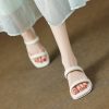 Women’s Chunky Mid-Heel Slide Sandals - Comfortable Open-Toe Design for Summer Casual Wear, Versatile Square Toe Slippers