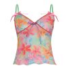 Women's Colorful Floral Mesh Spaghetti Strap Vest - Forest Fairy Summer Bow Top - Y2K Dopamine Aesthetic