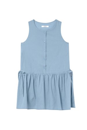 Women's Drawstring Waist Vest Dress, Round Neck A-Line Doll Dress, New Summer Fashion, Loose Fit, Casual Style