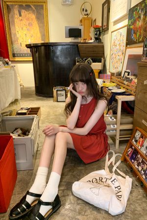 Women's Drawstring Waist Vest Dress, Round Neck A-Line Doll Dress, New Summer Fashion, Loose Fit, Casual Style