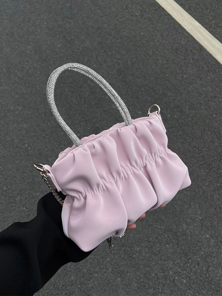 Women's Elegant Pleated Rhinestone Handheld Shoulder Bag, 2023 Summer Cloud Chain Crossbody Trend Women's Elegant Pleated Rhinestone Handheld Shoulder Bag, 2023 Summer Cloud Chain Crossbody Trend