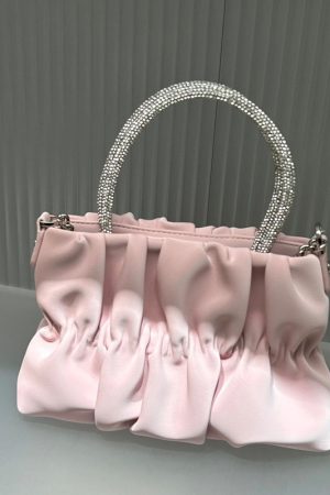 Women's Elegant Pleated Rhinestone Handheld Shoulder Bag, 2023 Summer Cloud Chain Crossbody Trend