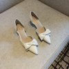 Women's Elegant Pointed Toe Bow Mid-Heel Shoes - Spring 2025 Versatile Hollow Slim Fit Commuting Style