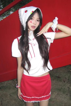 Women's Fitted Bow Tie Print T-Shirt - Sweet and Spicy Short Sleeve Top, Summer Style, Pure Cotton, Slimming Fit