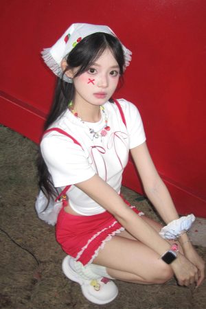 Women's Fitted Bow Tie Print T-Shirt - Sweet and Spicy Short Sleeve Top, Summer Style, Pure Cotton, Slimming Fit