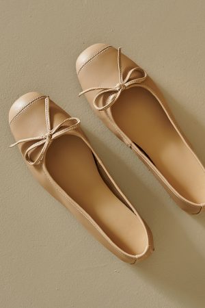 Women's French Lambskin Bow Flat Shoes - Round Toe Ballet Style, Soft Comfort, Chic Grandma Shoes, Perfect for Everyday Wear