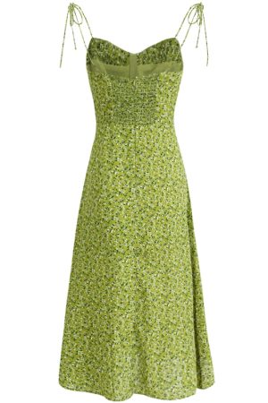 Women's French Style Green Summer Dress 2025 - High-End, Waist-Cinching, Slimming Design for Vacation and Everyday Wear