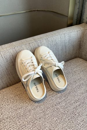 Women's Genuine Leather Thick-Soled Platform Slip-On Backless Outdoor Slippers - White 2025 Style