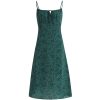 Women's Green Floral Print Long Dress with Straps and Drawstring - French Style Summer Vacation 2025 Fashion