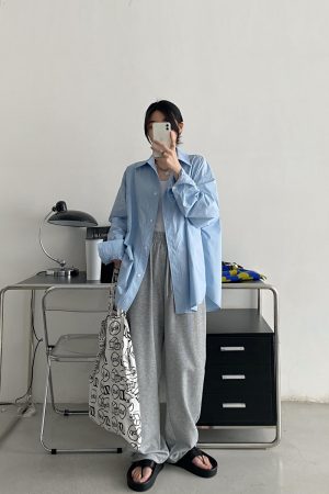 Women's High-End Casual Loose Long-Sleeve Shirt - Sun Grapefruit Cool Breeze Mid-Length Top for Spring/Summer