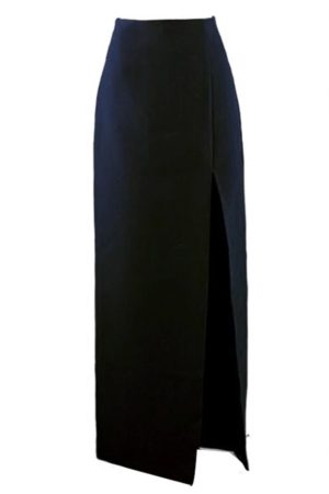 Women's High Waist Bodycon Midi Skirt with Front Slit - Versatile Korean Style Pencil Skirt for Spring Summer Fashion