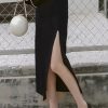 Women's High Waist Bodycon Midi Skirt with Front Slit - Versatile Korean Style Pencil Skirt for Spring Summer Fashion