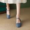 Women's Italian-Style Soft-Soled One-Strap Mid-Heel Square-Toe Flats - Comfortable 3.5 cm Shoes for Everyday Wear