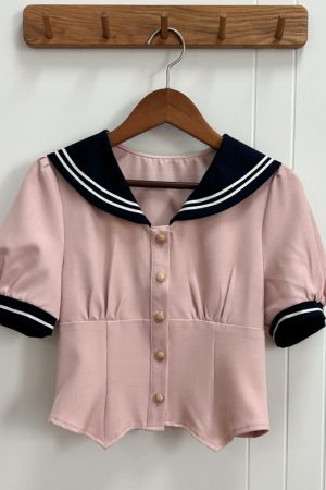 Women's Japanese Style Sailor Suit JK Uniform Shirt Set - Waist-Defined Long & Short Sleeve, Spring Summer 2024, College Style