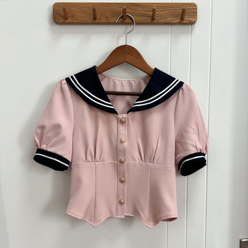 Women's Japanese Style Sailor Suit JK Uniform Shirt Set - Waist-Defined Long & Short Sleeve, Spring Summer 2024, College Style Women's Japanese Style Sailor Suit JK Uniform Shirt Set - Waist-Defined Long & Short Sleeve, Spring Summer 2024, College Style