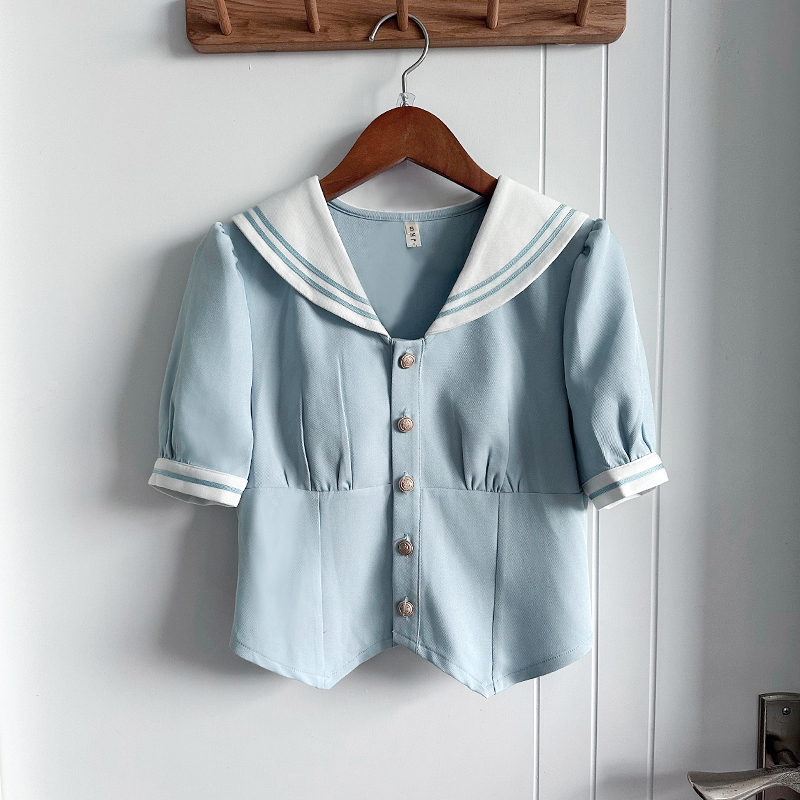 Women's Japanese Style Sailor Suit JK Uniform Shirt Set - Waist-Defined Long & Short Sleeve, Spring Summer 2024, College Style Women's Japanese Style Sailor Suit JK Uniform Shirt Set - Waist-Defined Long & Short Sleeve, Spring Summer 2024, College Style