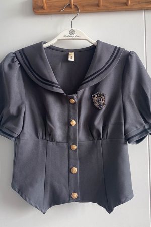 Women's Japanese Style Sailor Suit JK Uniform Shirt Set - Waist-Defined Long & Short Sleeve, Spring Summer 2024, College Style