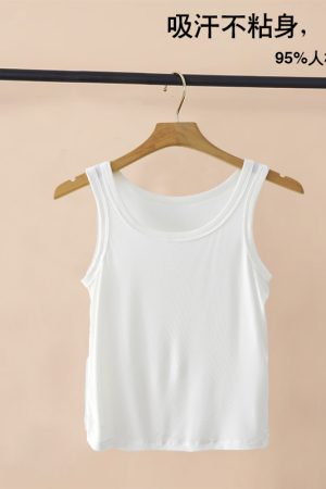 Women's Knitted Layering Vest, White Basic Camisole & Black Sleeveless Top - Trendy Summer Essentials for Chic Outfits