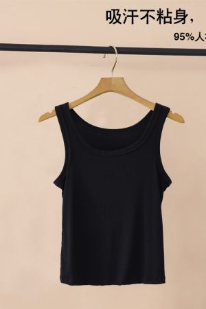 Women's Knitted Layering Vest, White Basic Camisole & Black Sleeveless Top - Trendy Summer Essentials for Chic Outfits