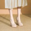 Women's Korean Style High Heels 12CM Thin Heels, Versatile Spring Pointed Toe Platform Pumps for Parties