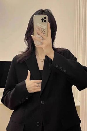 Women's Korean Style Petite Small Suit Jacket - High-End Street Style for Spring & Autumn 2025 - Trendy & Fashionable