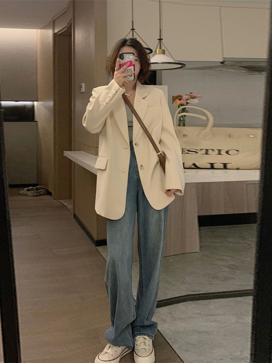 Women's Korean Style Petite Small Suit Jacket - High-End Street Style for Spring & Autumn 2025 - Trendy & Fashionable Women's Korean Style Petite Small Suit Jacket - High-End Street Style for Spring & Autumn 2025 - Trendy & Fashionable