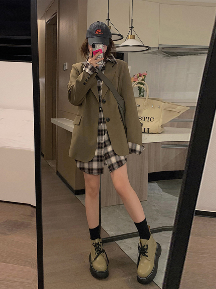 Women's Korean Style Petite Small Suit Jacket - High-End Street Style for Spring & Autumn 2025 - Trendy & Fashionable Women's Korean Style Petite Small Suit Jacket - High-End Street Style for Spring & Autumn 2025 - Trendy & Fashionable