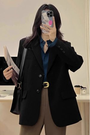 Women's Korean Style Petite Small Suit Jacket - High-End Street Style for Spring & Autumn 2025 - Trendy & Fashionable