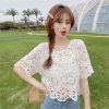 Women's Lace Pullover Top - Short Sleeve Sun Protection Shawl Cover-Up - Stylish Summer Fashion