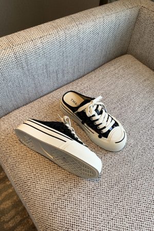 Women's Lace-Up Sequined Baotou Slippers, 2025 New Style, Thick-Soled Casual Little White Half-Drag, Versatile Footwear