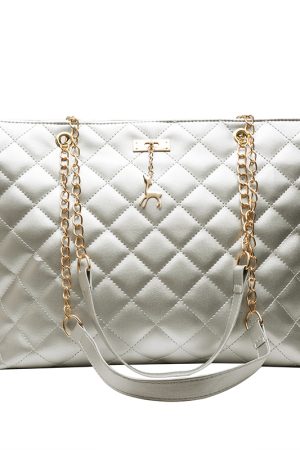 Women's Large Capacity Single-Shoulder Bag, Trendy 2025 Korean Style Crossbody with Embroidered Chain, Versatile Bucket Bag