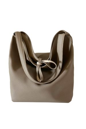 Women's Large Capacity Soft Leather Bucket Tote Bag for Work Commuting - Stylish Shoulder Bag for Everyday Use