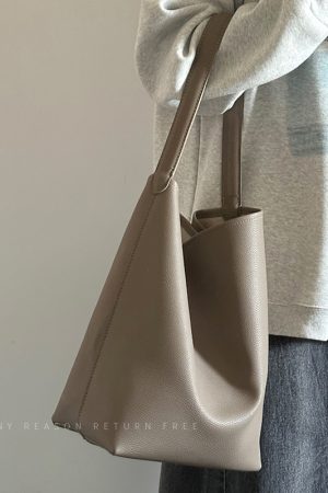 Women's Large Capacity Soft Leather Bucket Tote Bag for Work Commuting - Stylish Shoulder Bag for Everyday Use