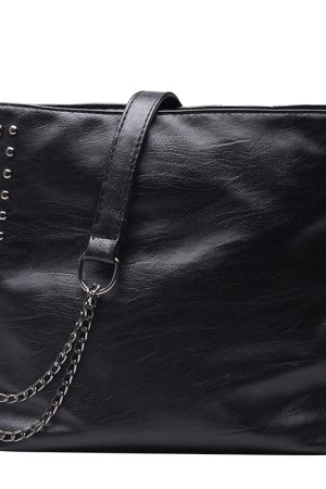 Women's Large Capacity Studded Chain Crossbody Bag - Trendy Korean Style Bucket Bag for Versatile Fashion Use