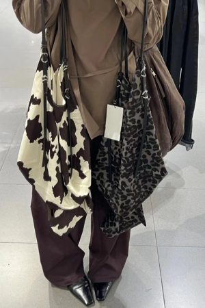 Women's Leopard Print Silk Satin Tote Bag - Large Capacity Fashionable Commuting Handbag for Shopping & Everyday Use