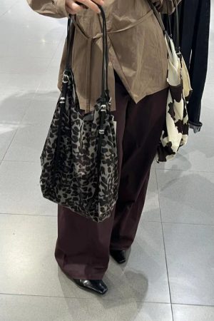 Women's Leopard Print Silk Satin Tote Bag - Large Capacity Fashionable Commuting Handbag for Shopping & Everyday Use